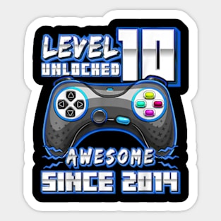 10th Birthday Gamer 10 Year Old Bday Boy Ten Son Sticker